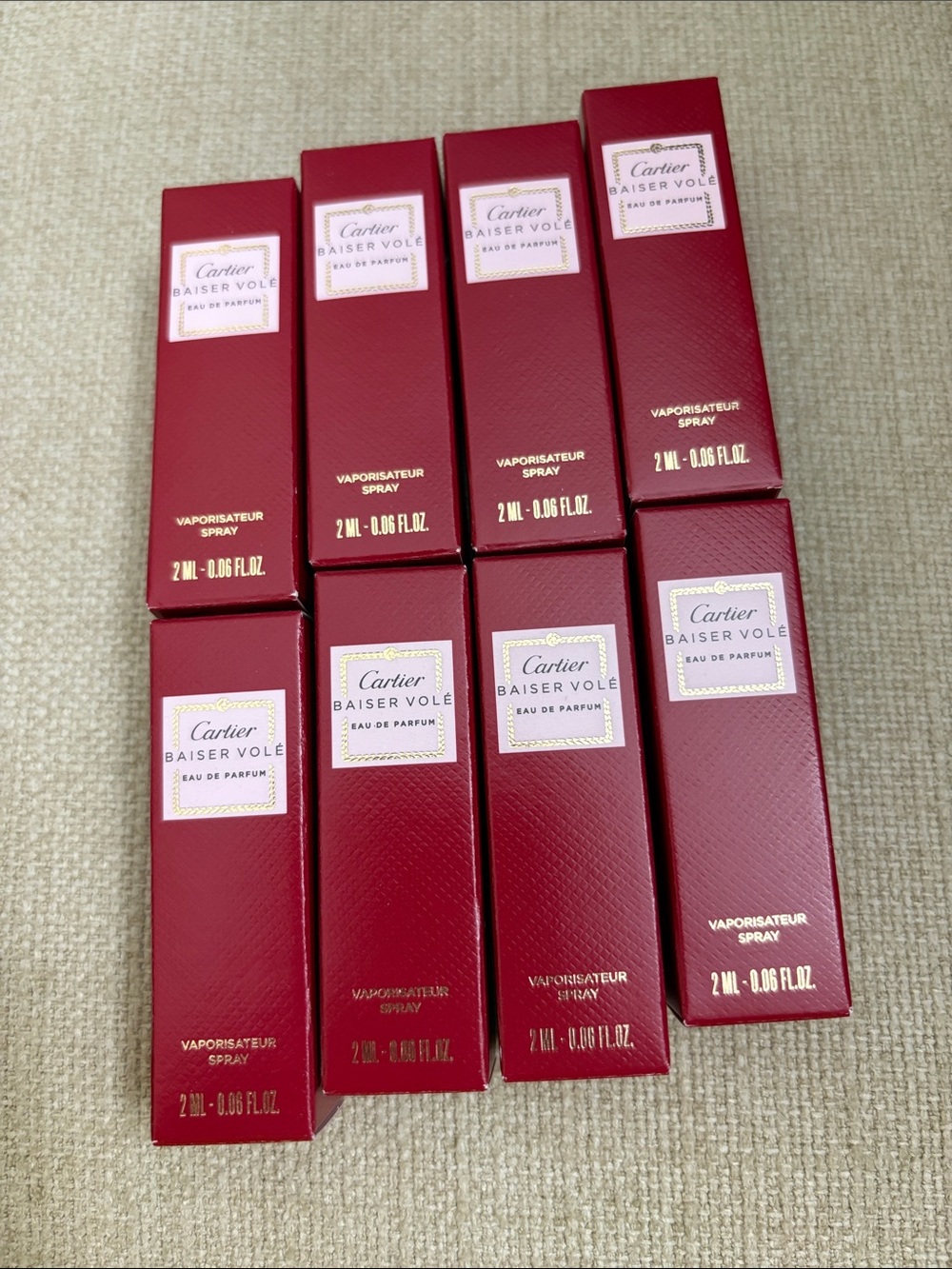 Cartier Baiser Volé Travel Sprays in Deep Red Boxes 8pcs